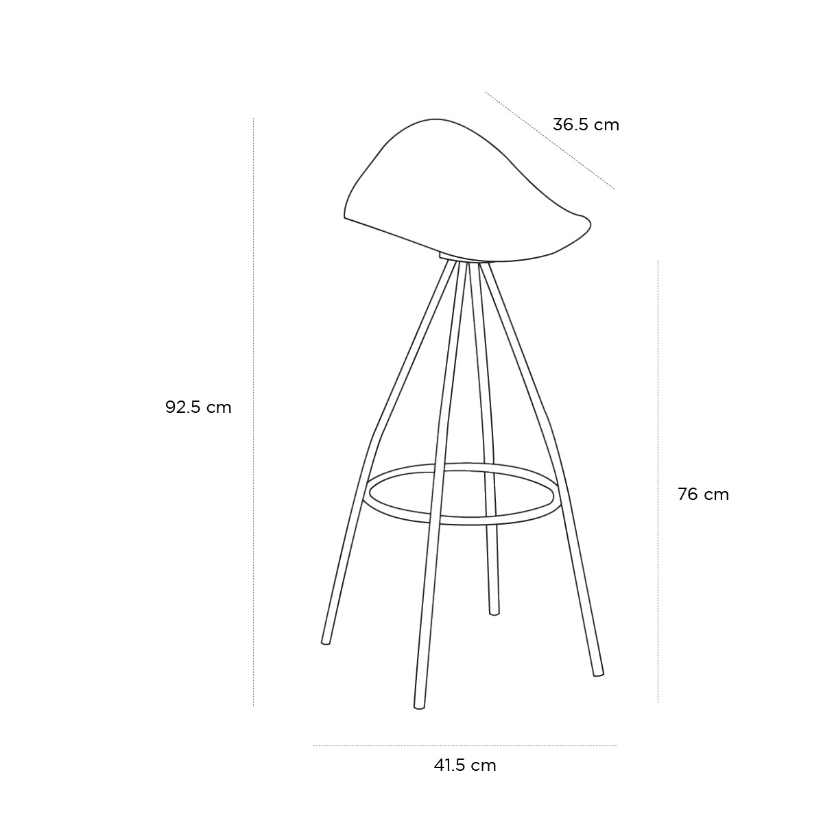 Product schematic Tabouret Onda noir