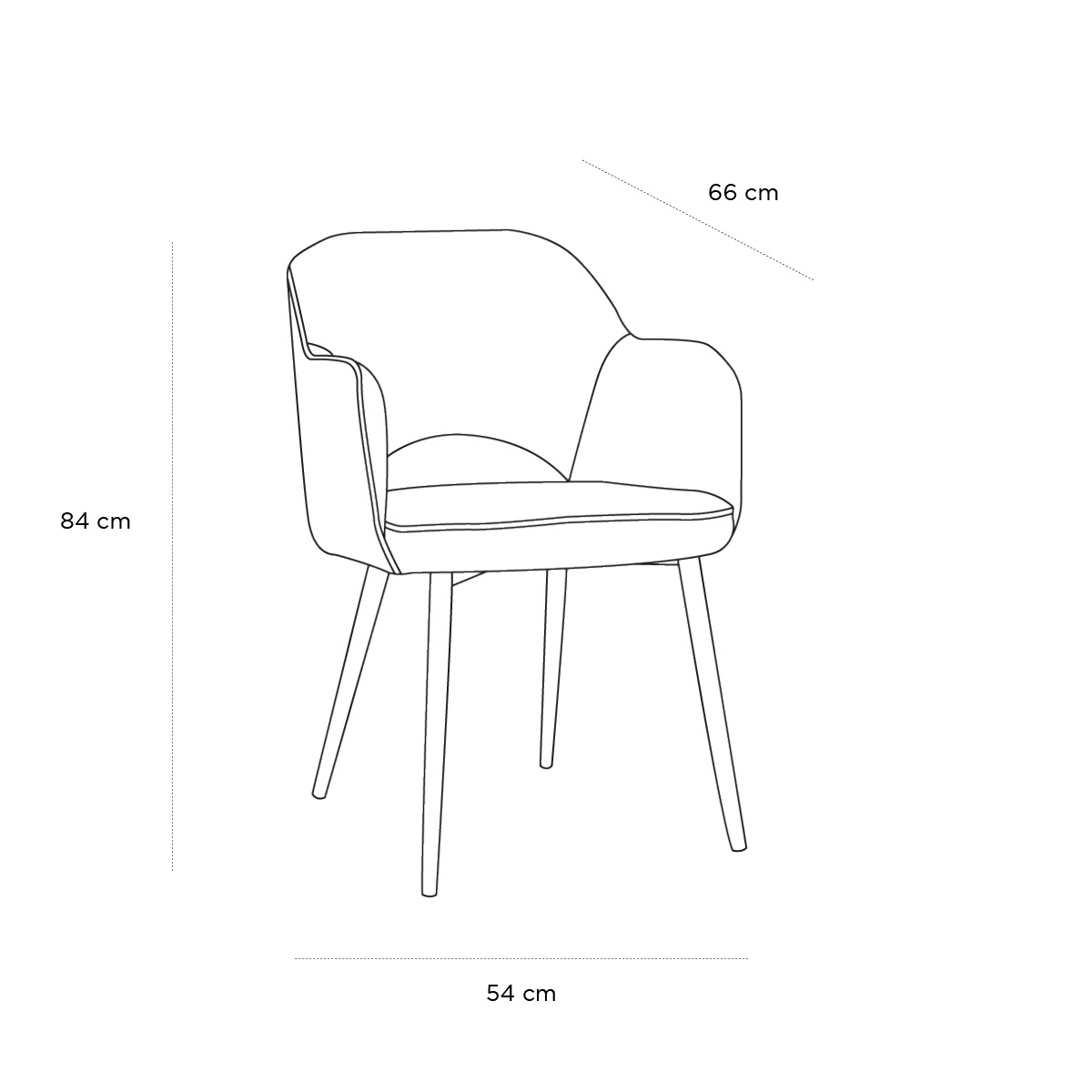 Product schematic Fauteuil Gatsby Jaune Moutarde