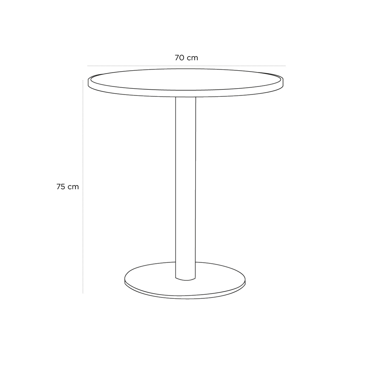 Product schematic Guéridon Gatsby Émaillé Turquoise