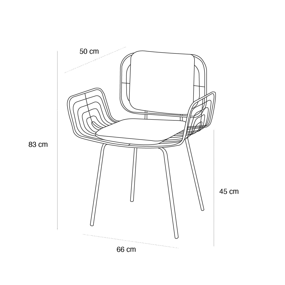 Schéma du produit Fauteuil Boston Doré