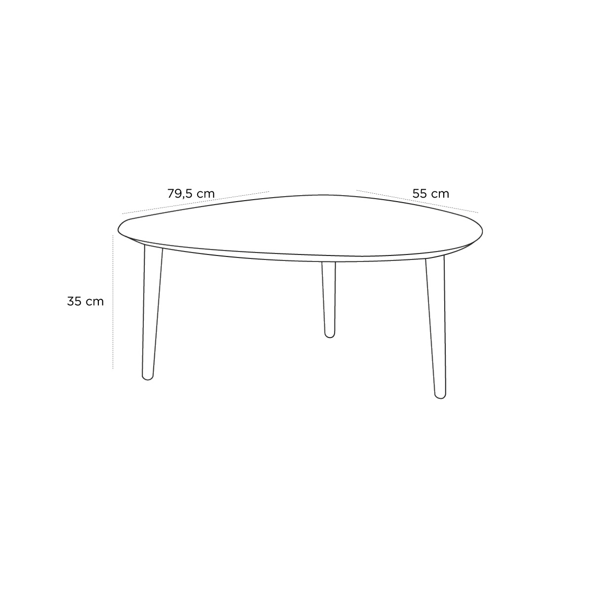 Product schematic Table basse Woodies PM