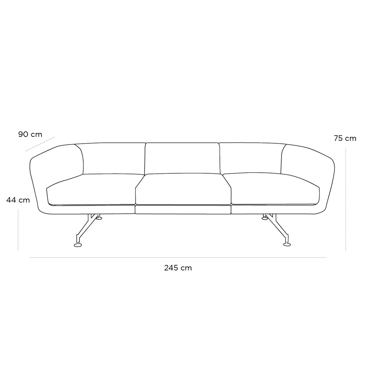 Product schematic Canapé Betty 3 places