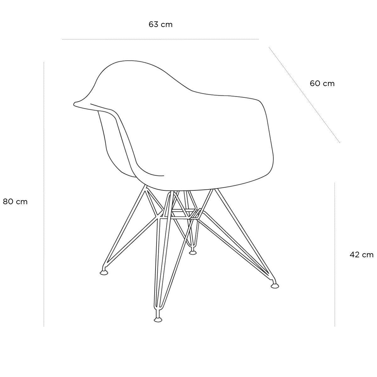 Product schematic Fauteuil DAR Noir