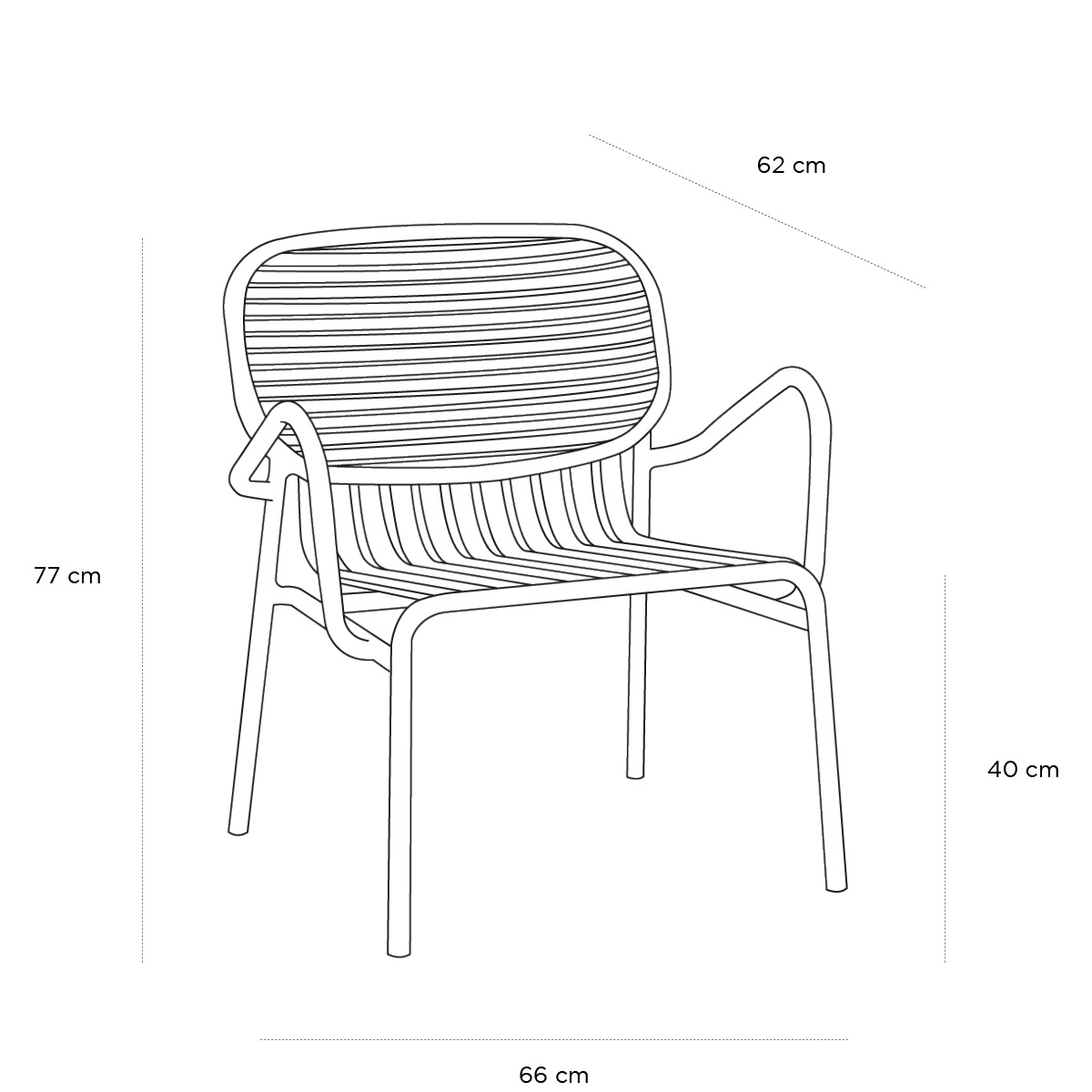 Product schematic Fauteuil Week-end Vert Bouteille