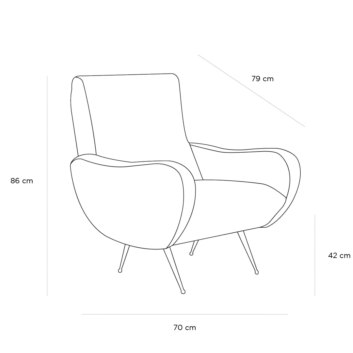 Product schematic Fauteuil Toiletpaper Pois Jaune