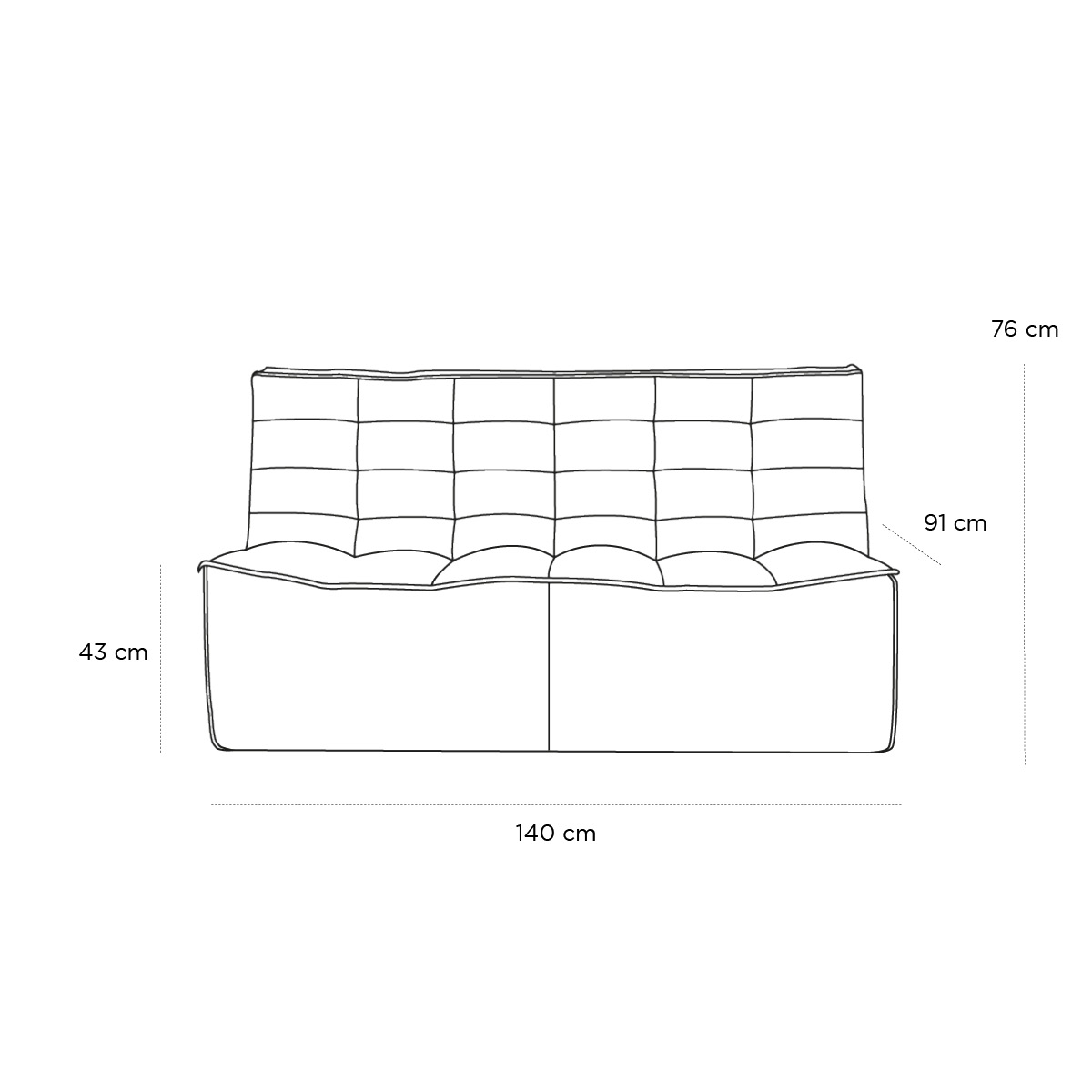 Schéma du produit Canapé 2 places N701 Gris foncé