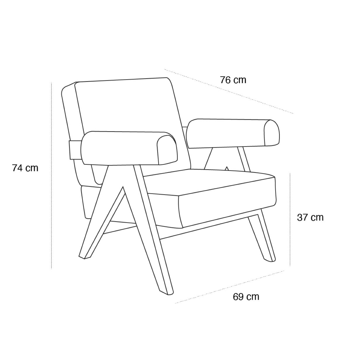 Schéma du produit Fauteuil Capitol Complex Velours Bleu Indigo