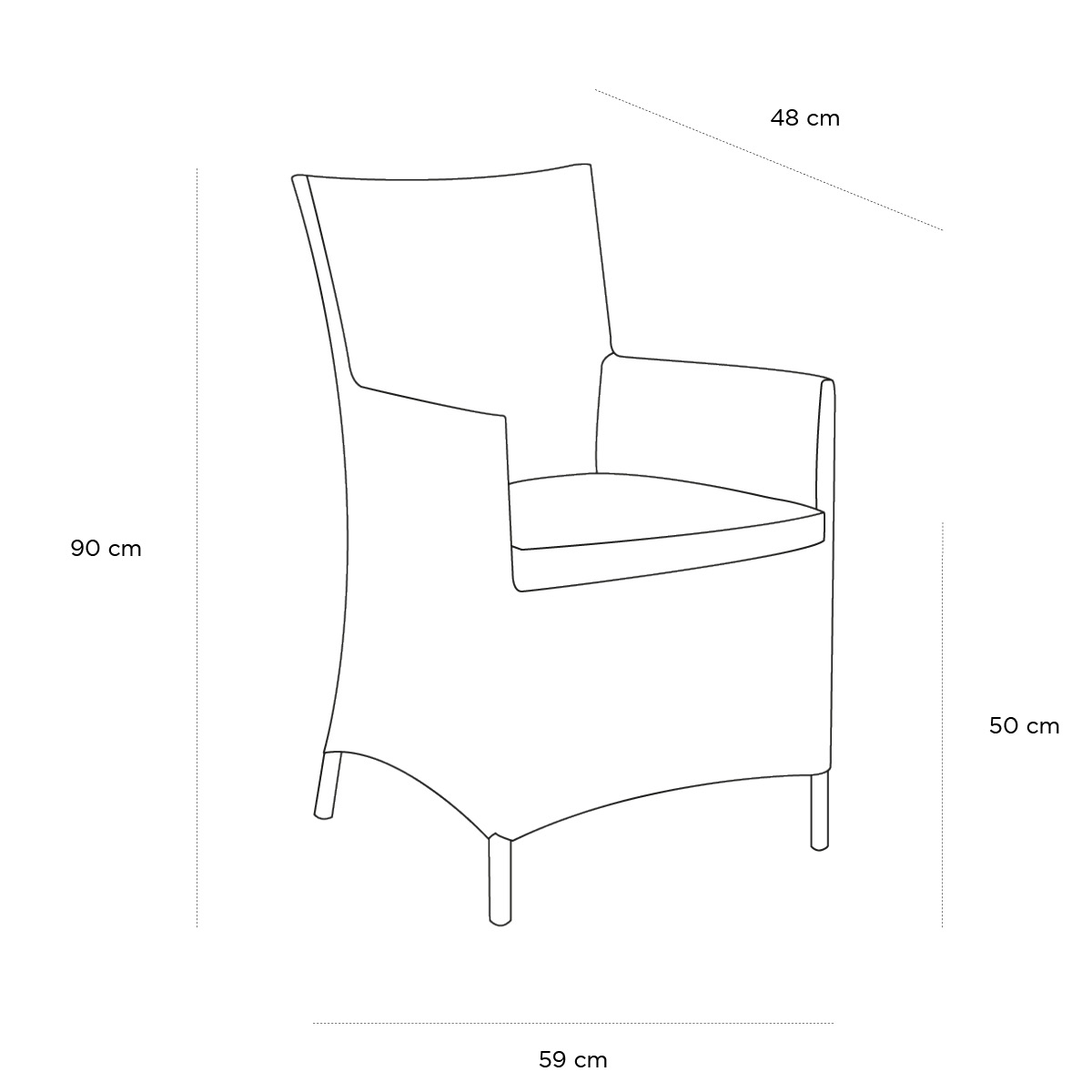 Product schematic Fauteuil Majestic Cappuccino