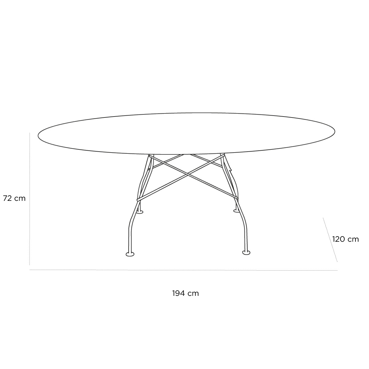 Product schematic Table Bohème Ovale