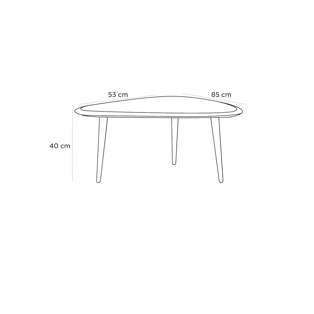 Product schematic Table basse Fifties Crème S