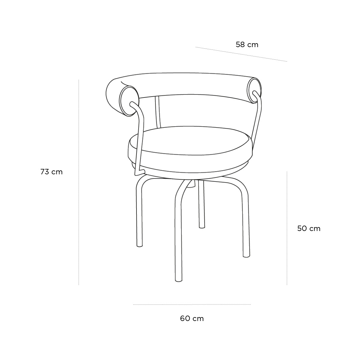 Product schematic Fauteuil de bureau LC7 Noir