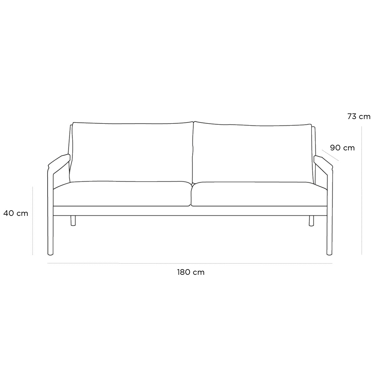 Product schematic Canapé Jack 2 Places