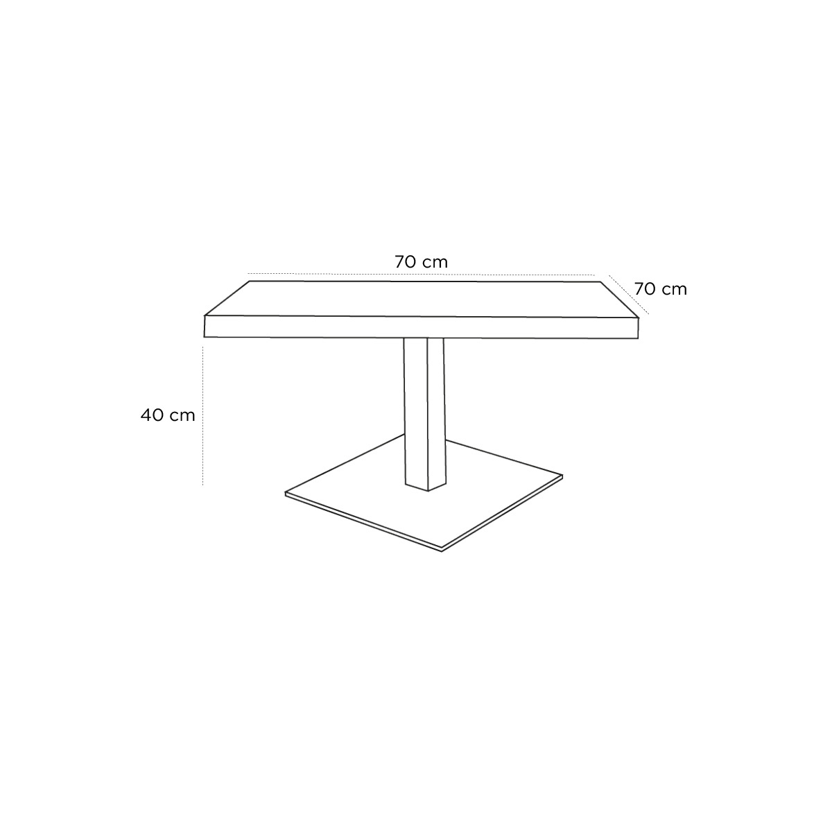 Product schematic Table basse Marielle Chêne Pied Noir