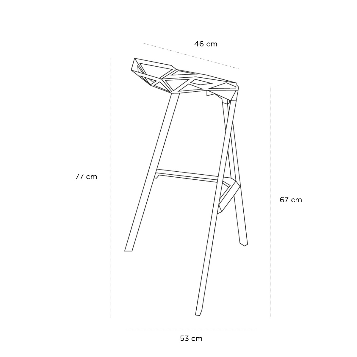 Product schematic Tabouret One Blanc