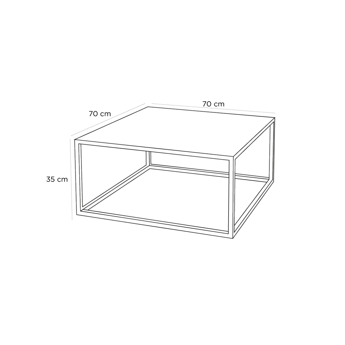 Product schematic Table basse Soco 70x70 Noir