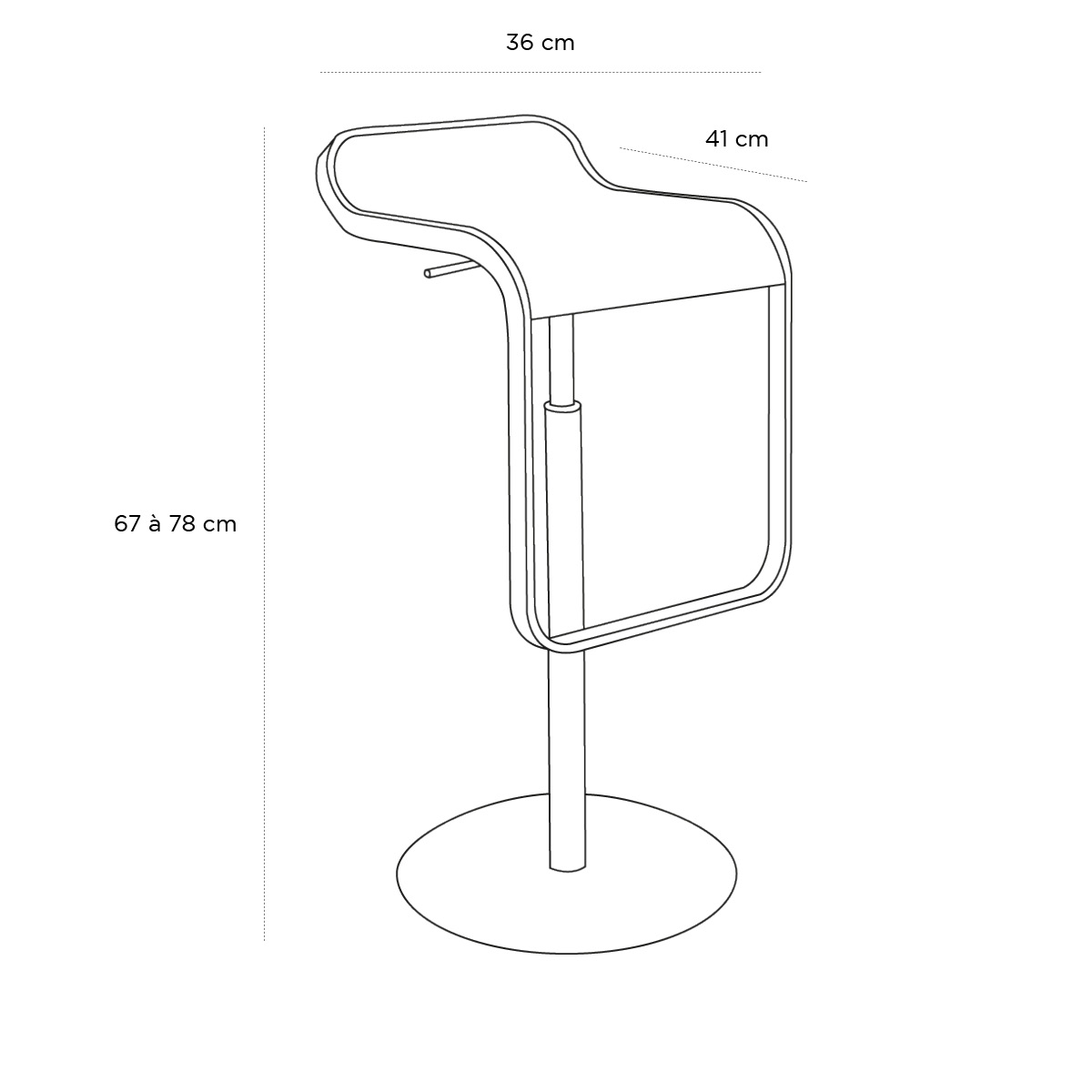 Product schematic Tabouret Lem Blanc