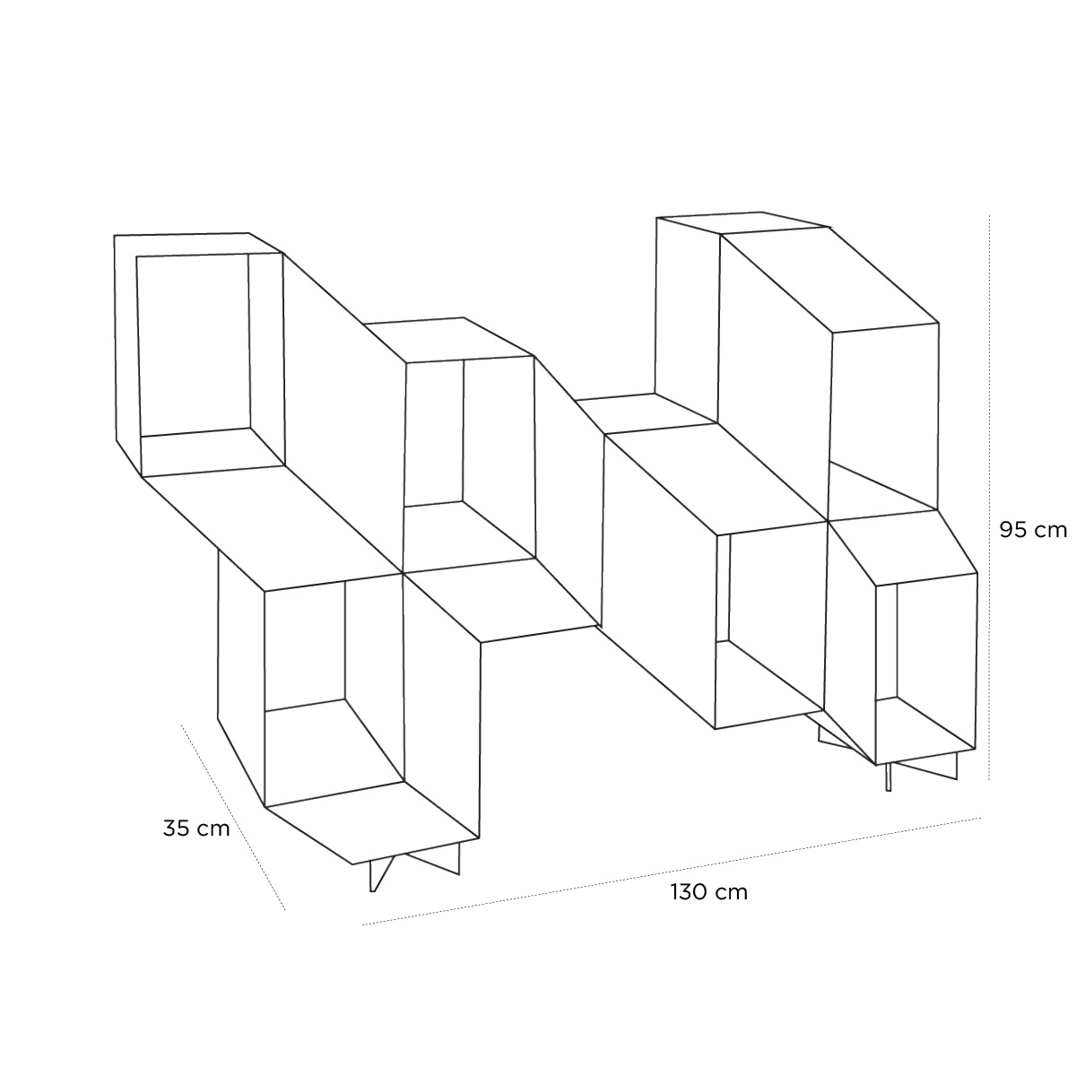 Product schematic Etagère Rocky Black