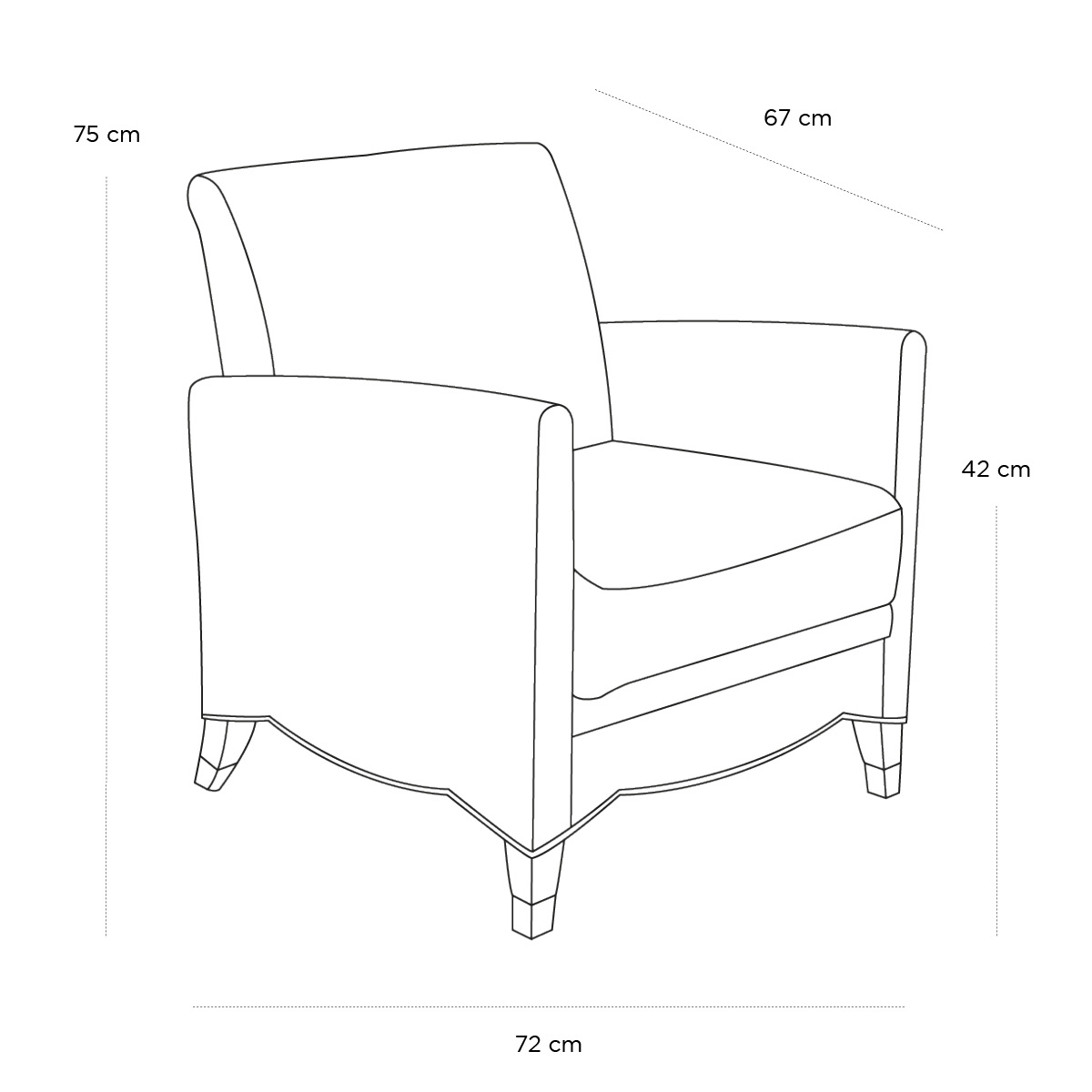 Product schematic Fauteuil Marly Loutre GM