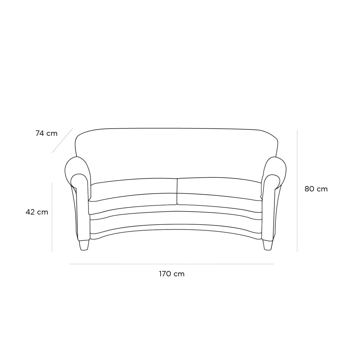 Product schematic Canapé Guinness Courbe