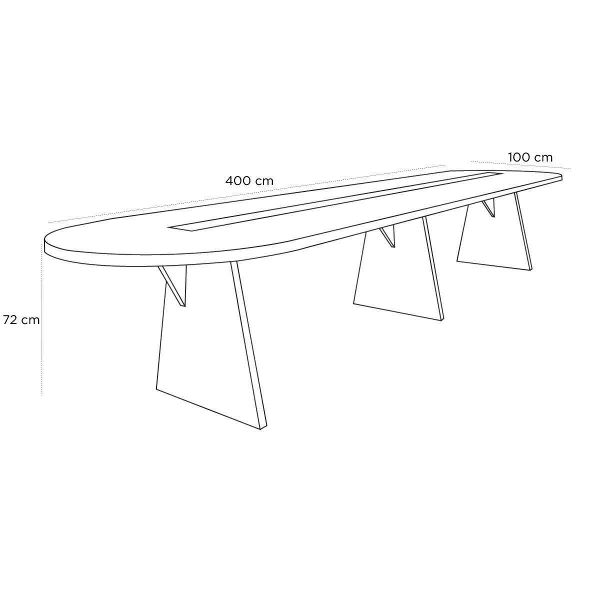 Product schematic Table Galère Ovale 4m