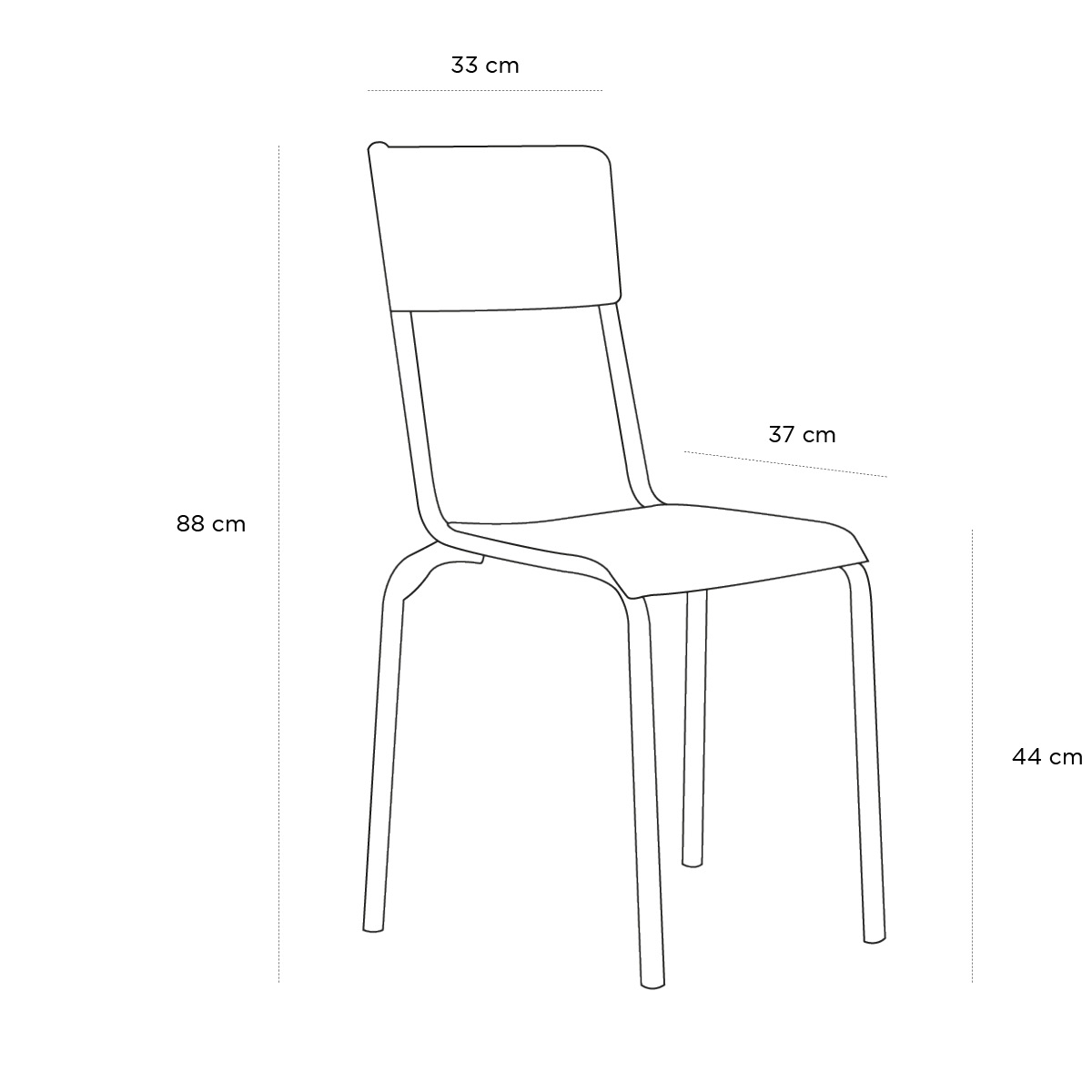 Product schematic Chaise Chaise d'Ecole en Fer