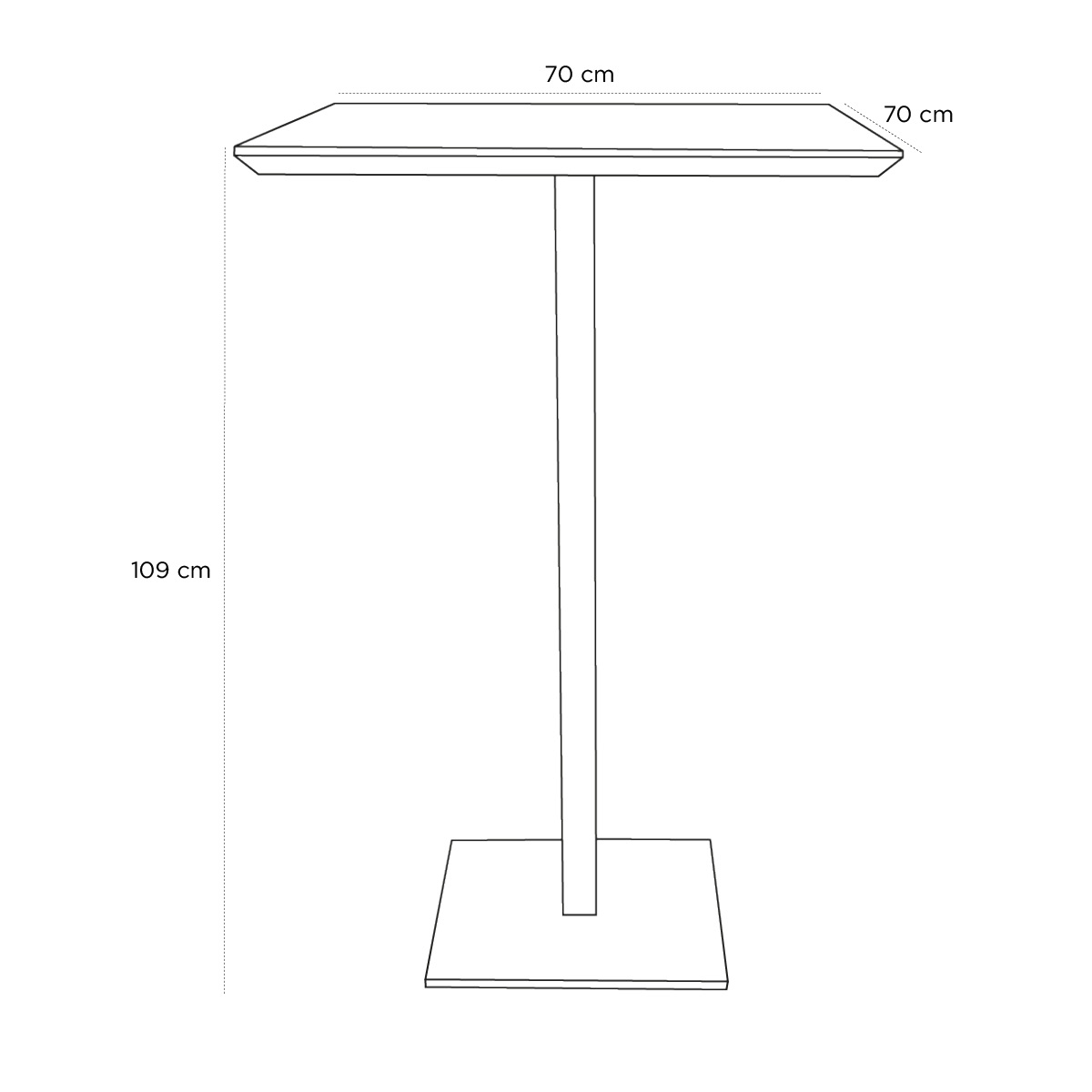 Schéma du produit Mange-debout Marielle 70x70 Pied Central