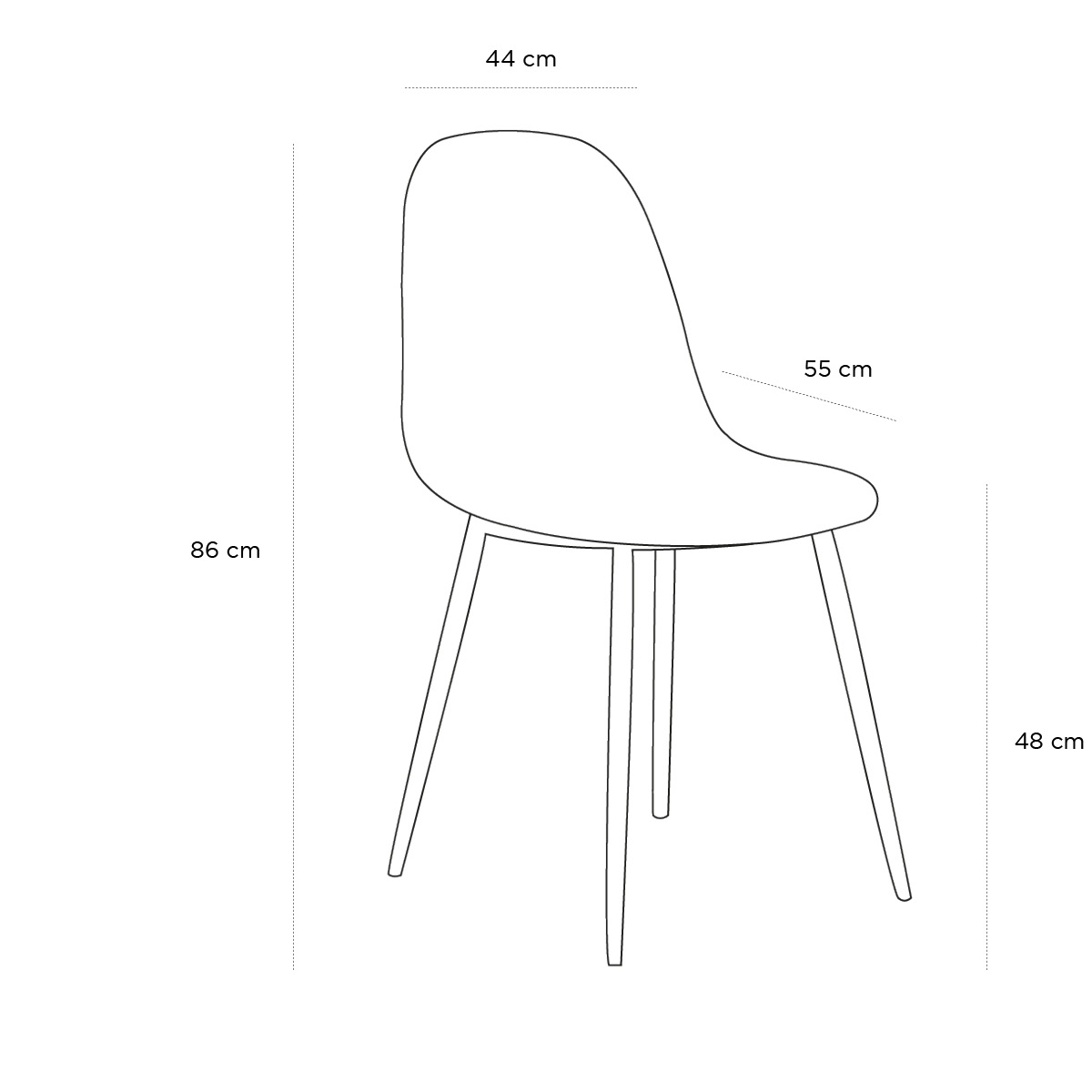 Product schematic Chaise Gatsby Bleu Nuit