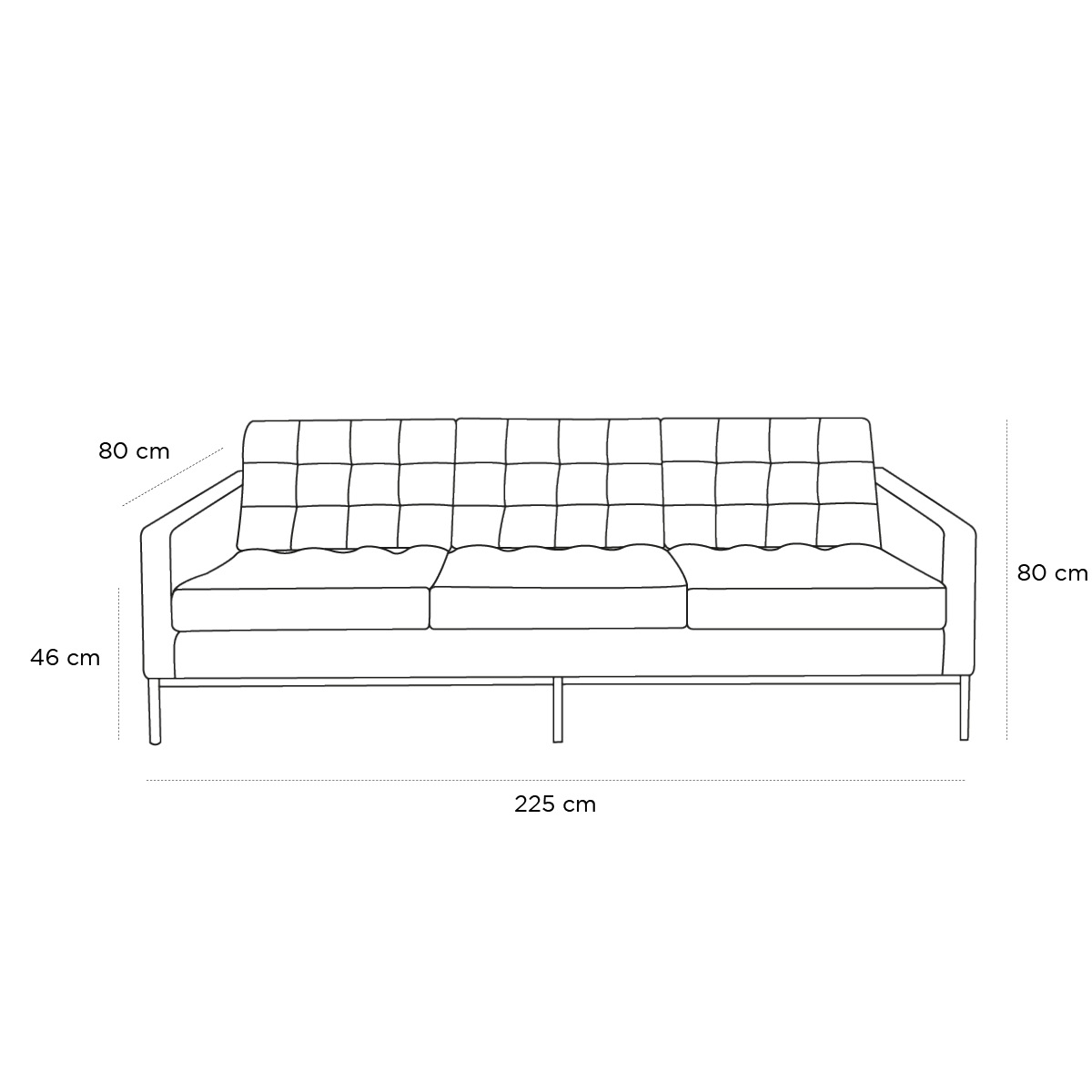 Product schematic Canapé Florence Knoll