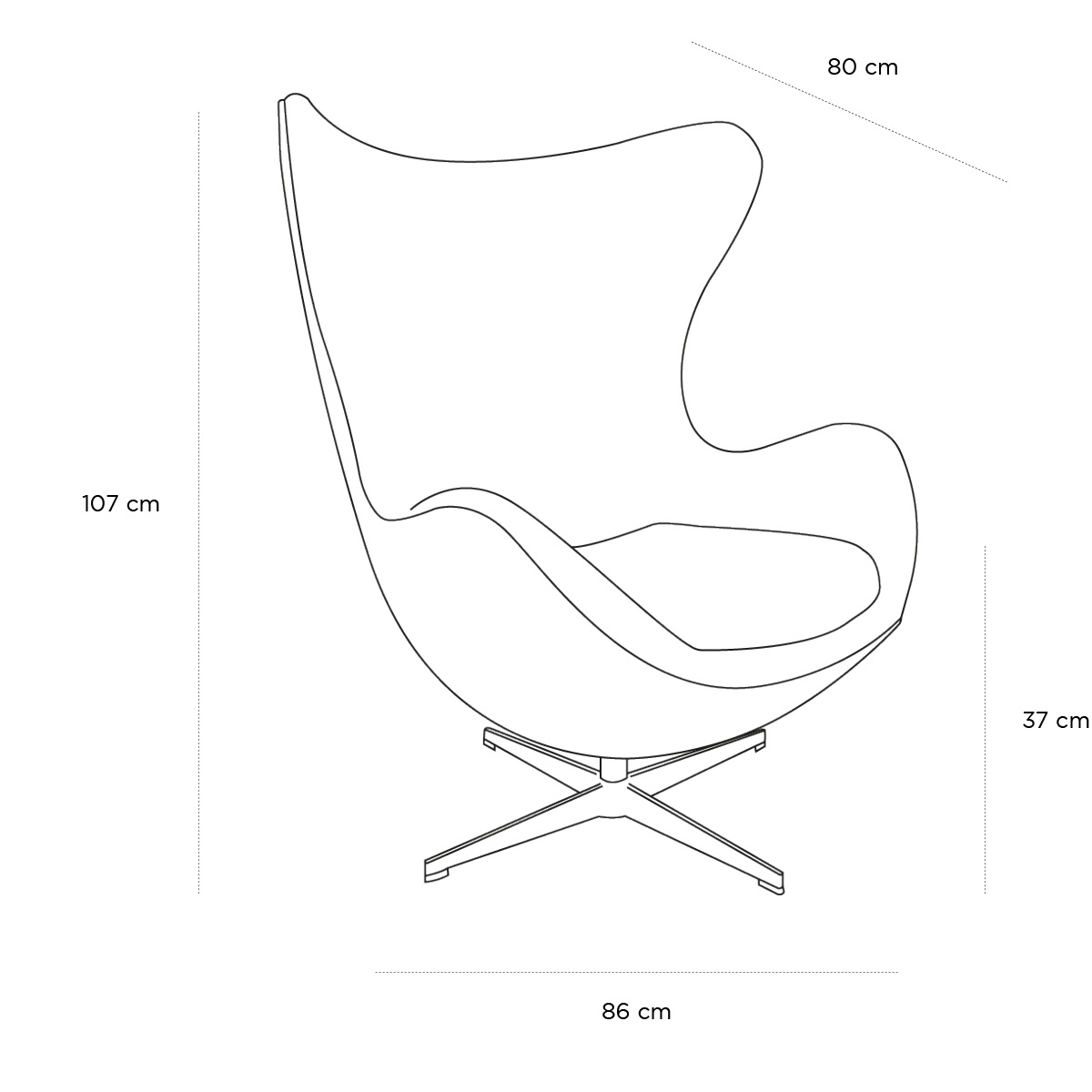 Product schematic Fauteuil Egg Rouge