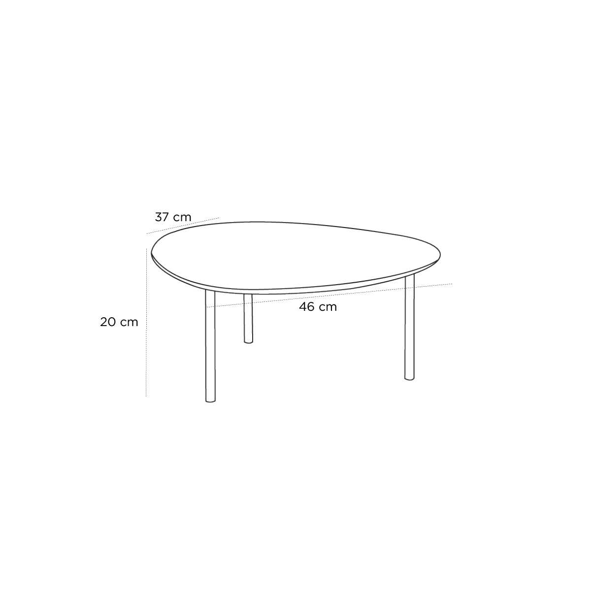 Product schematic Table basse Eclipse Blanc XS
