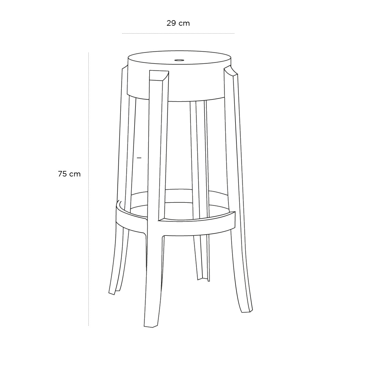 Product schematic Tabouret Charles Ghost Transparent