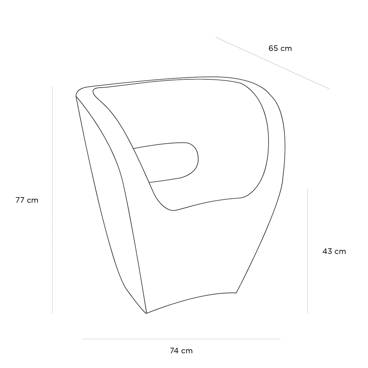 Product schematic Fauteuil Victoria Violet