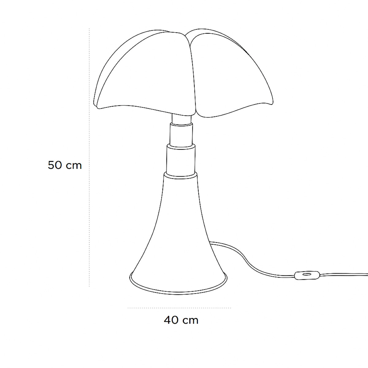 Product schematic Lampe Pipistrello Jaune
