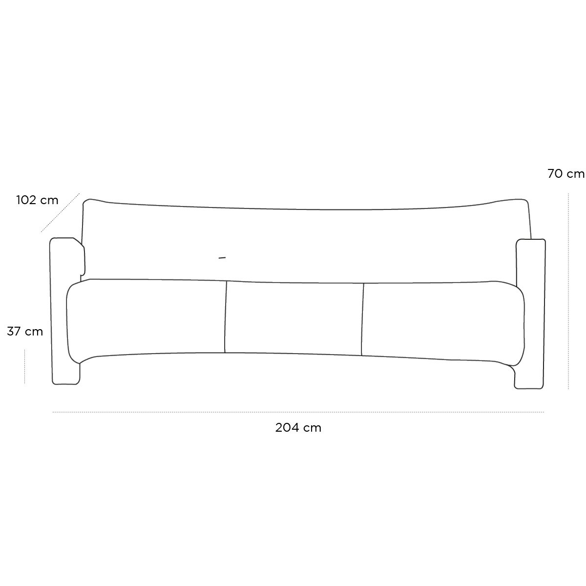 Product schematic Canapé Utrecht Gris