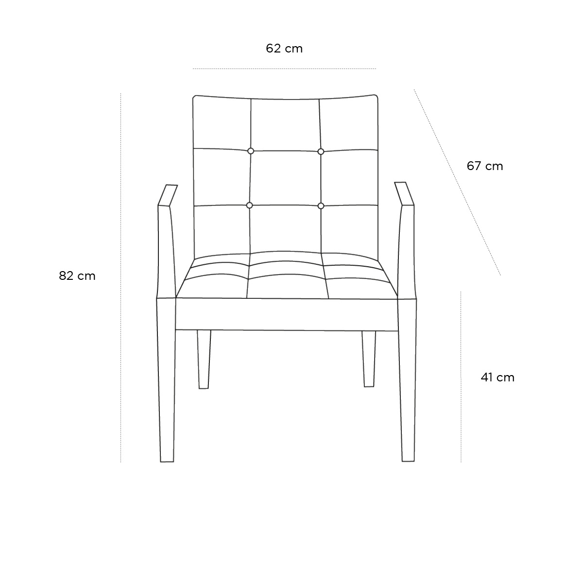 Product schematic Fauteuil Club Monseigneur Blanc