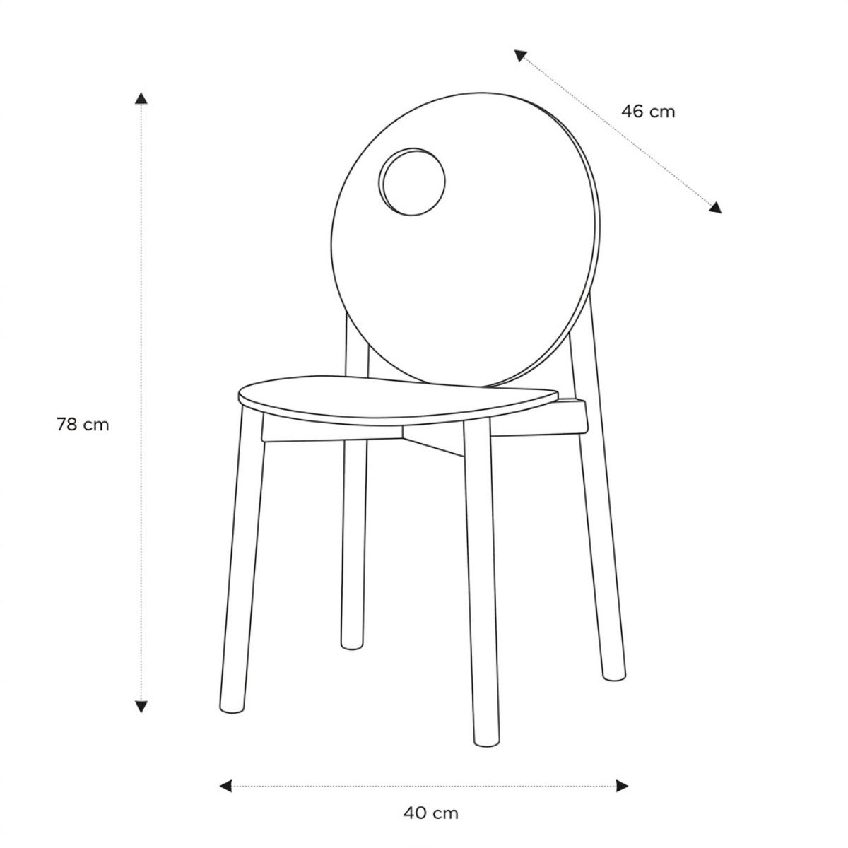 Product schematic Chaise Helio Chêne 10h