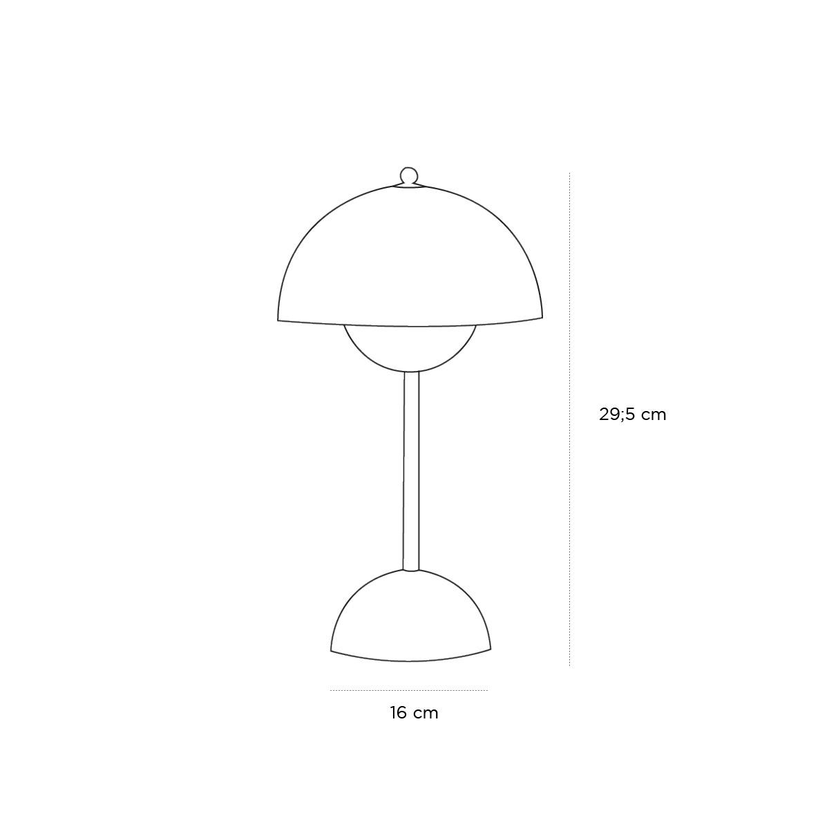 Product schematic Lampe Flowerpot VP9 Chrome