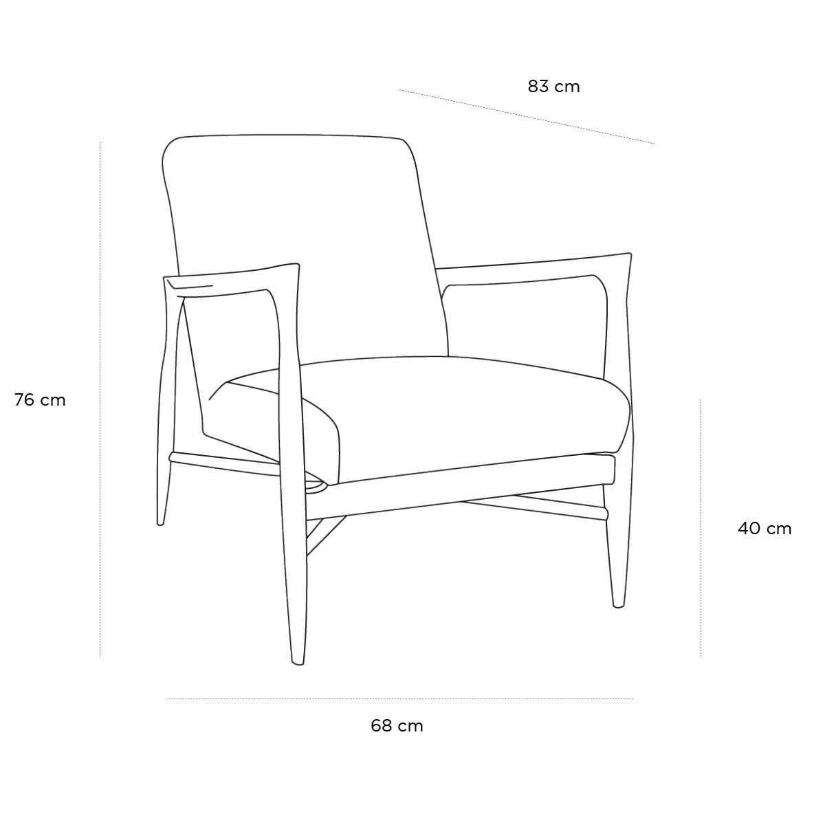 Product schematic Fauteuil Floating Beige Chiné Foncé