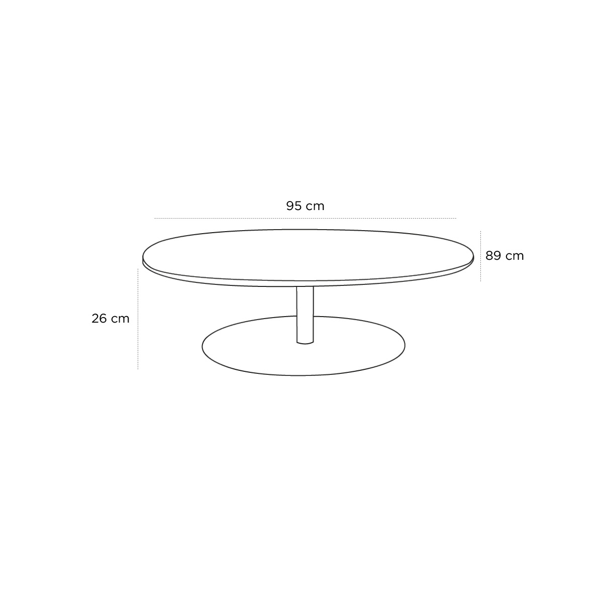 Product schematic Table basse Arizona PM Blanc