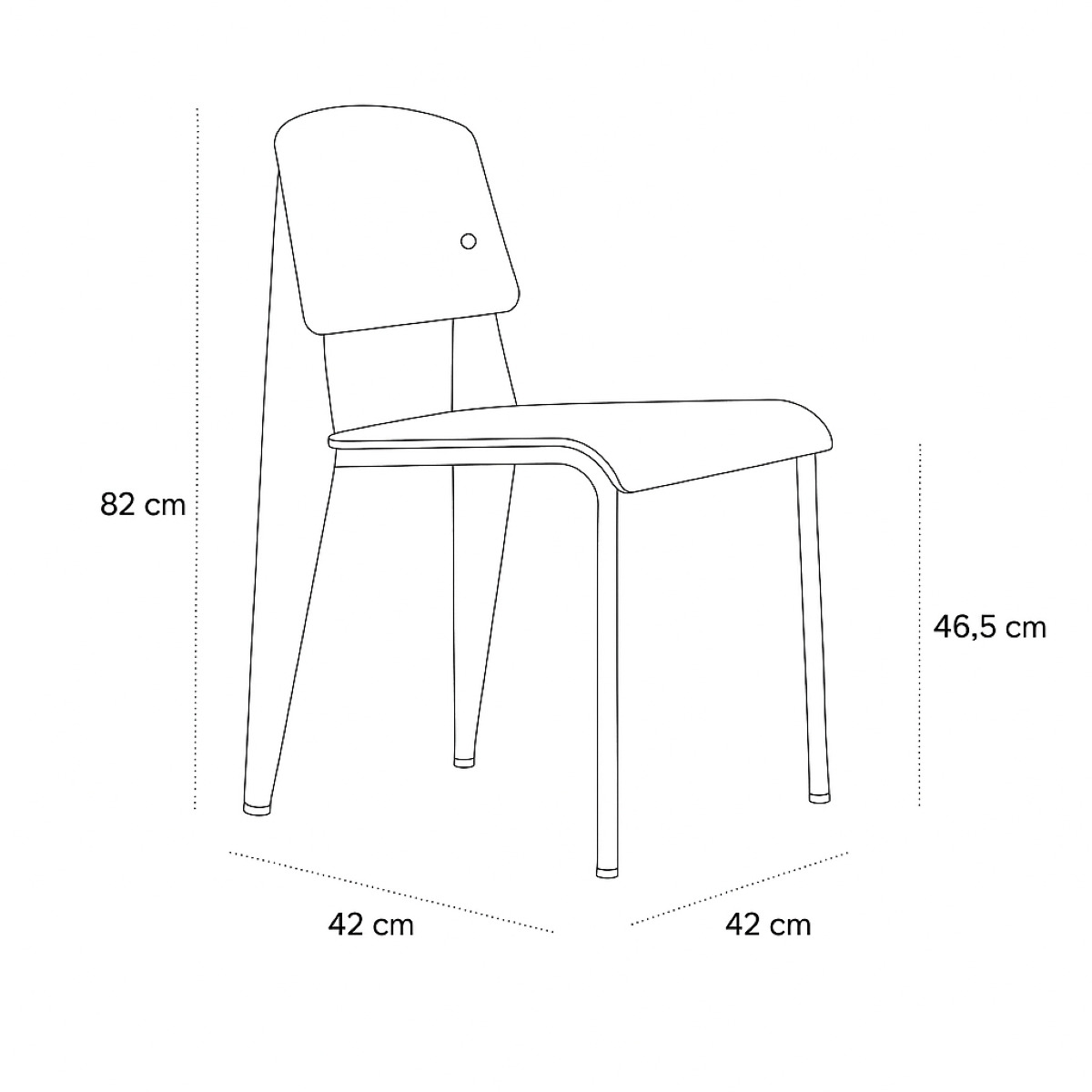 Schéma du produit Chaise Standard Pieds Bleus