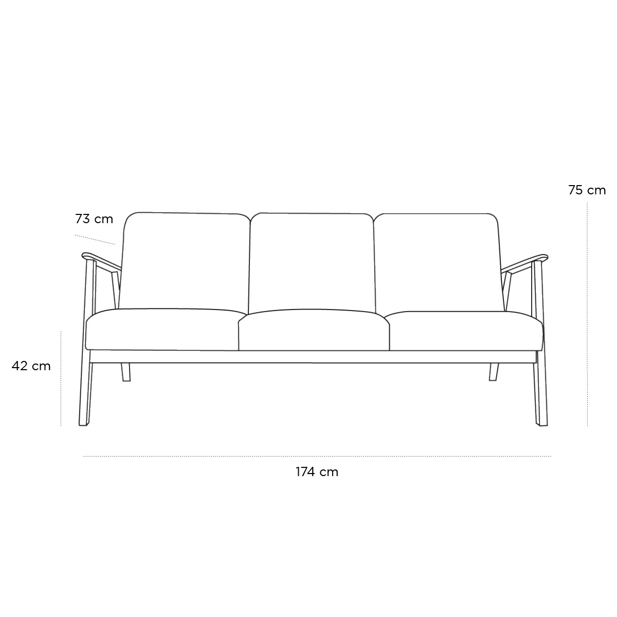 Product schematic Canapé Oslo 3 Pl Anthracite