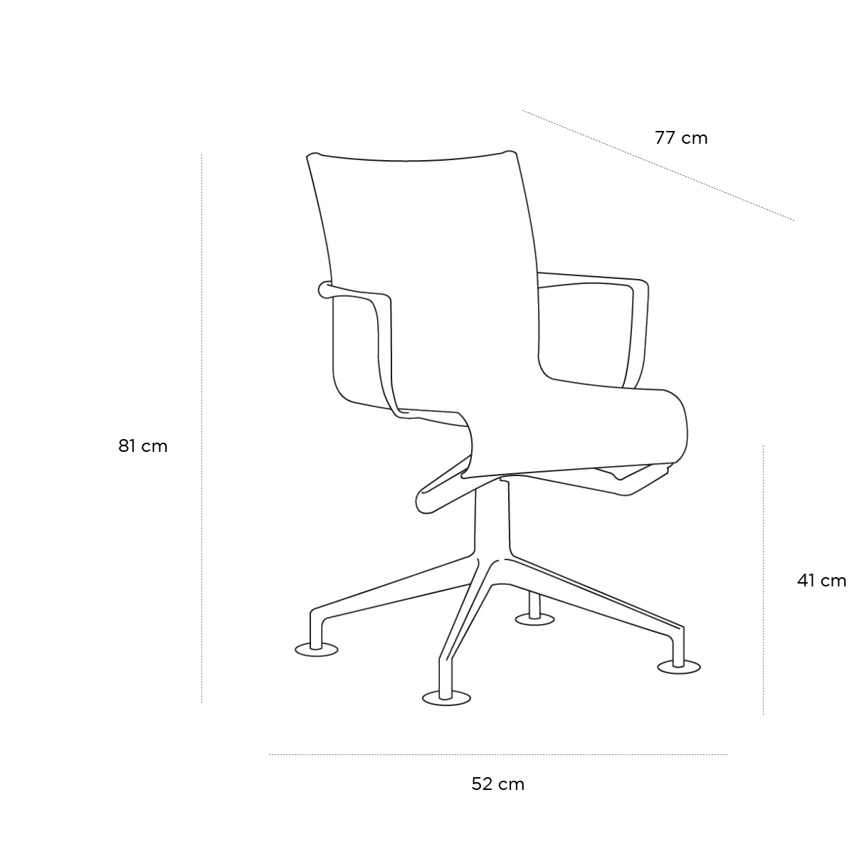 Product schematic Fauteuil de bureau Meetingframe