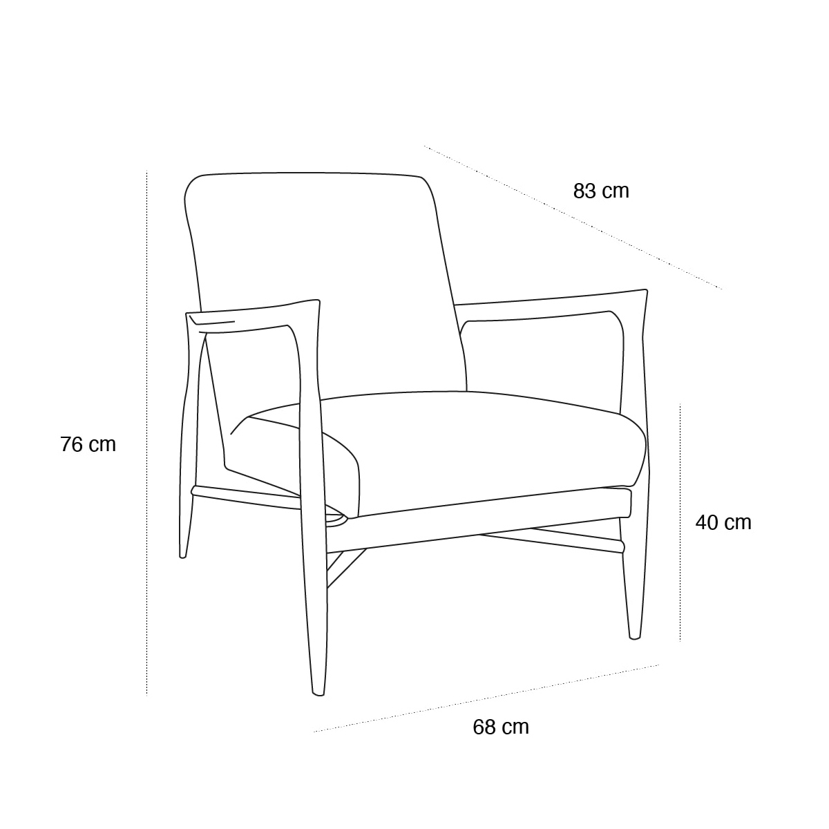 Schéma du produit Fauteuil Floating Noir Mat Ocre