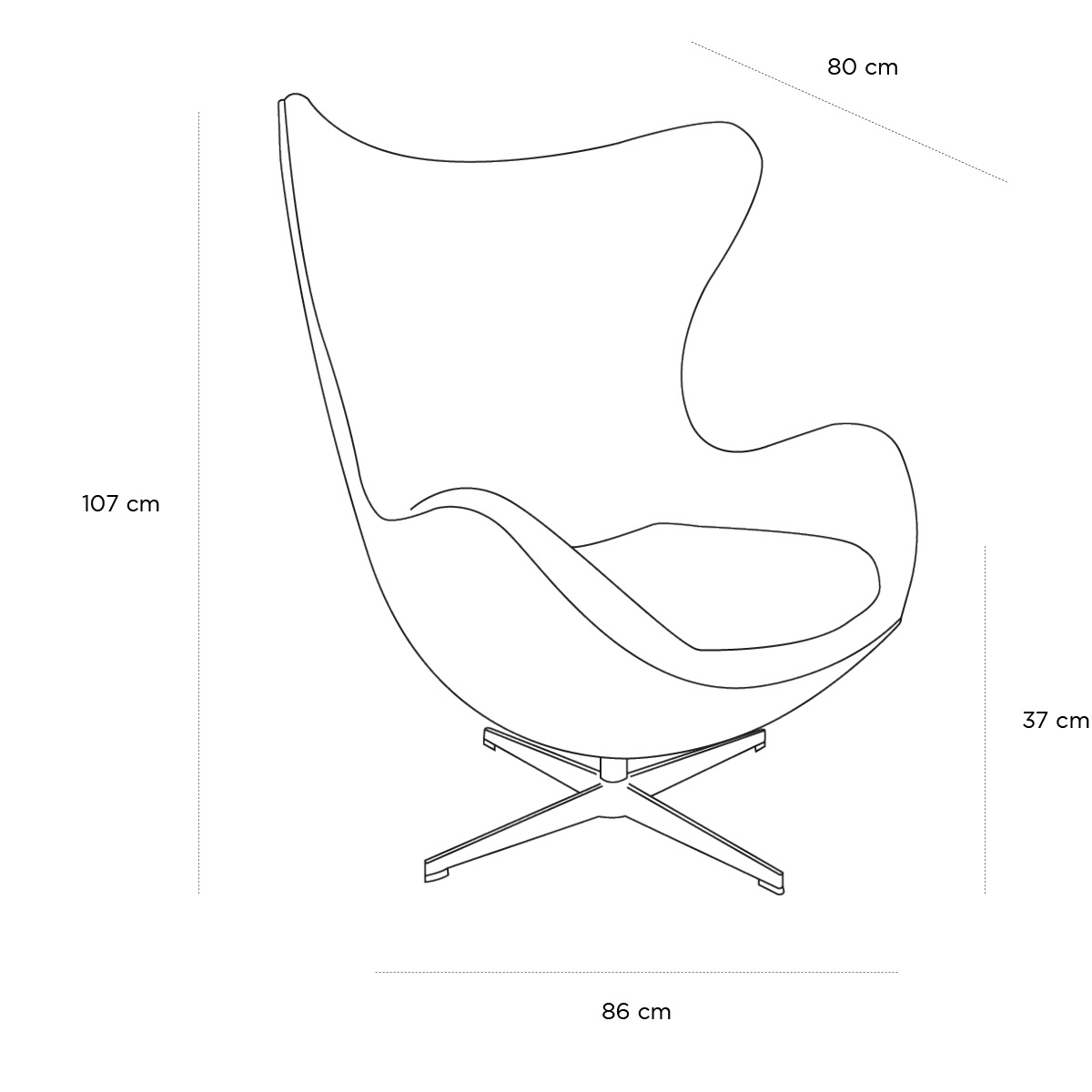 Product schematic Fauteuil Egg Gris