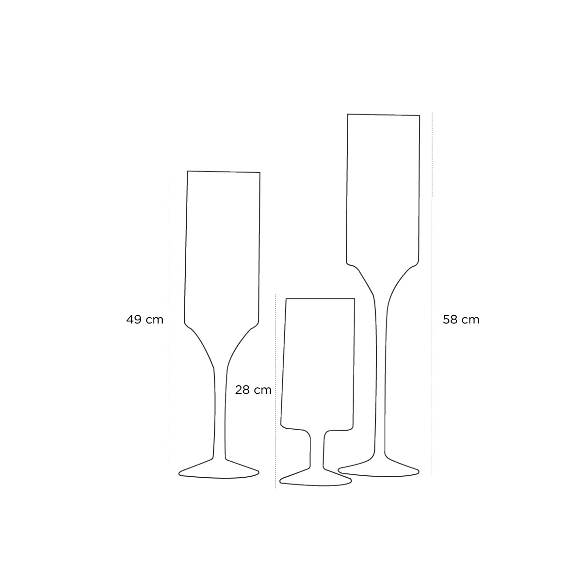 Product schematic Lot de Trois Vases Flutes