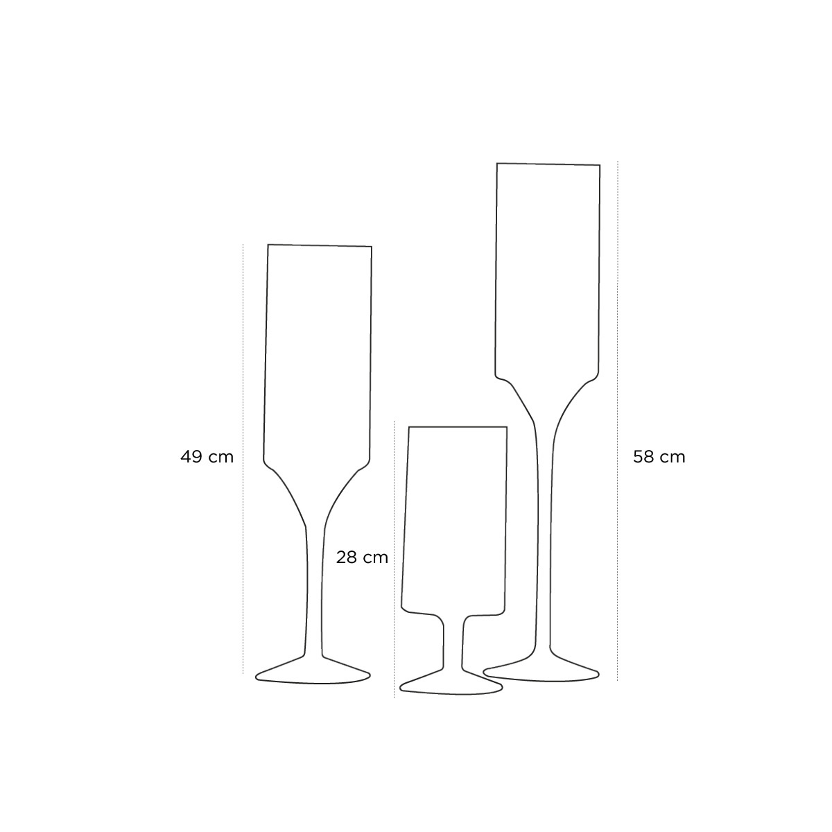 Schéma du produit Lot de Trois Vases Flûtes