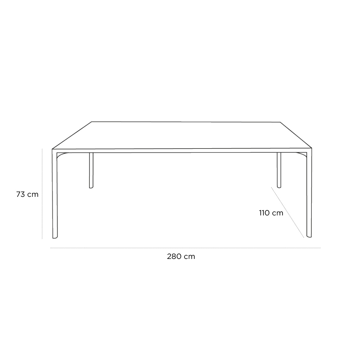 Product schematic Table Boiacca Wood