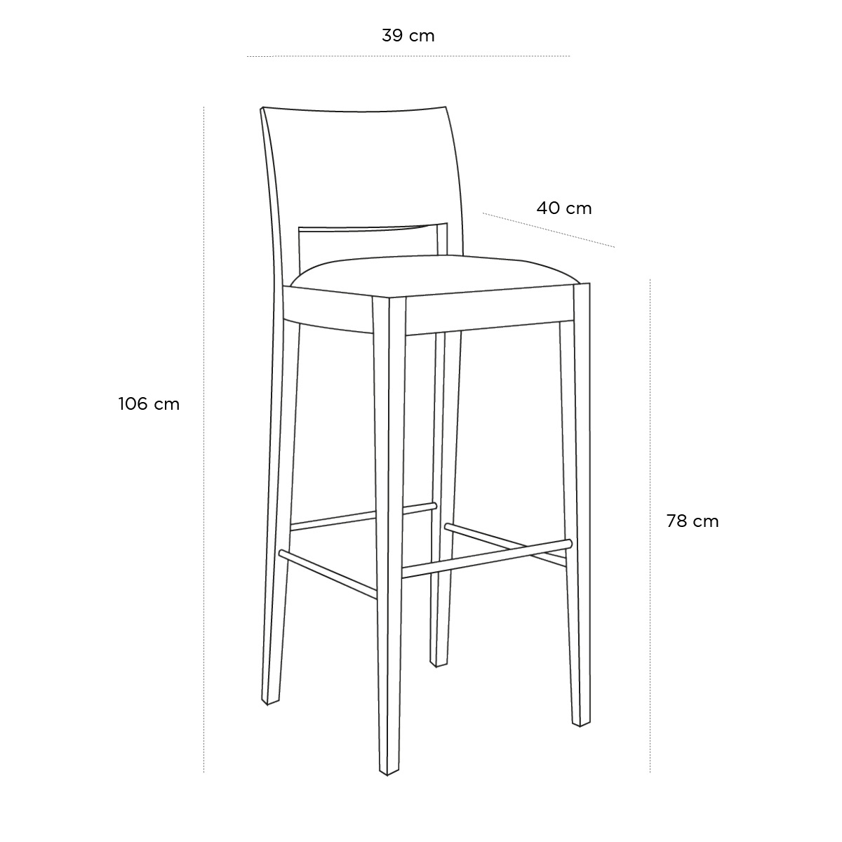 Product schematic Tabouret Madeira