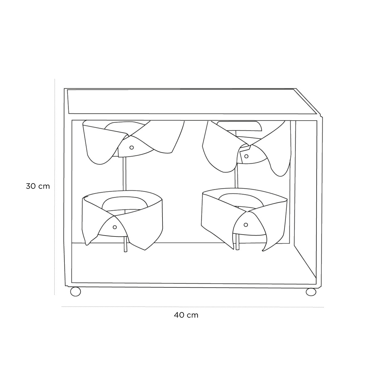 Product schematic Vitrine 4 Cols