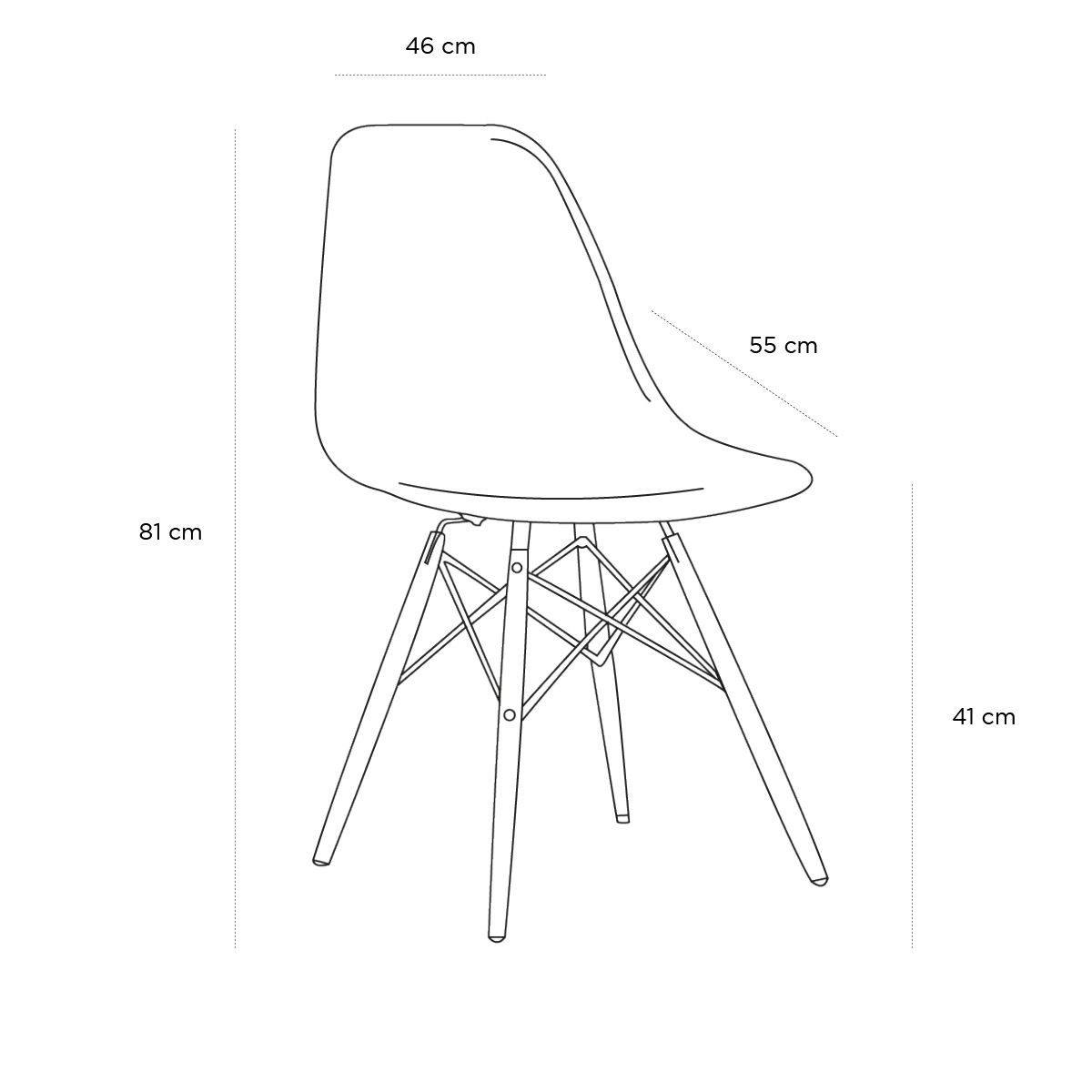 Product schematic Chaise DSW Noir